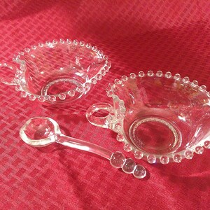 GLASS BUBBLE BOWLS, Glass Heart Shaped Bubble Edged Serving Bowls With Handles, Unique Glass Serving Ware, Cute Glass Bowls /B image 5