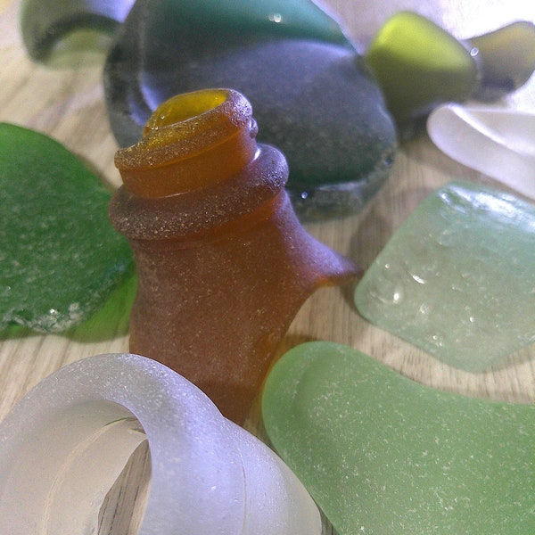 GENUINE LARGE SEAGLASS Pieces, 10 Pieces Large Size Authentic Surf Tumbled Sea Glass, Mixed Shapes Real Beach Glass, Sea Glass Collection