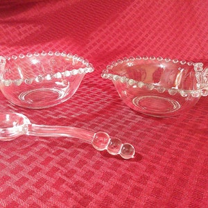 GLASS BUBBLE BOWLS, Glass Heart Shaped Bubble Edged Serving Bowls With Handles, Unique Glass Serving Ware, Cute Glass Bowls /B image 4