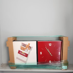 Vintage BASIC Cigarette WALL CLOCK 1992 Sign Advertising New Old Stock - ManCave
