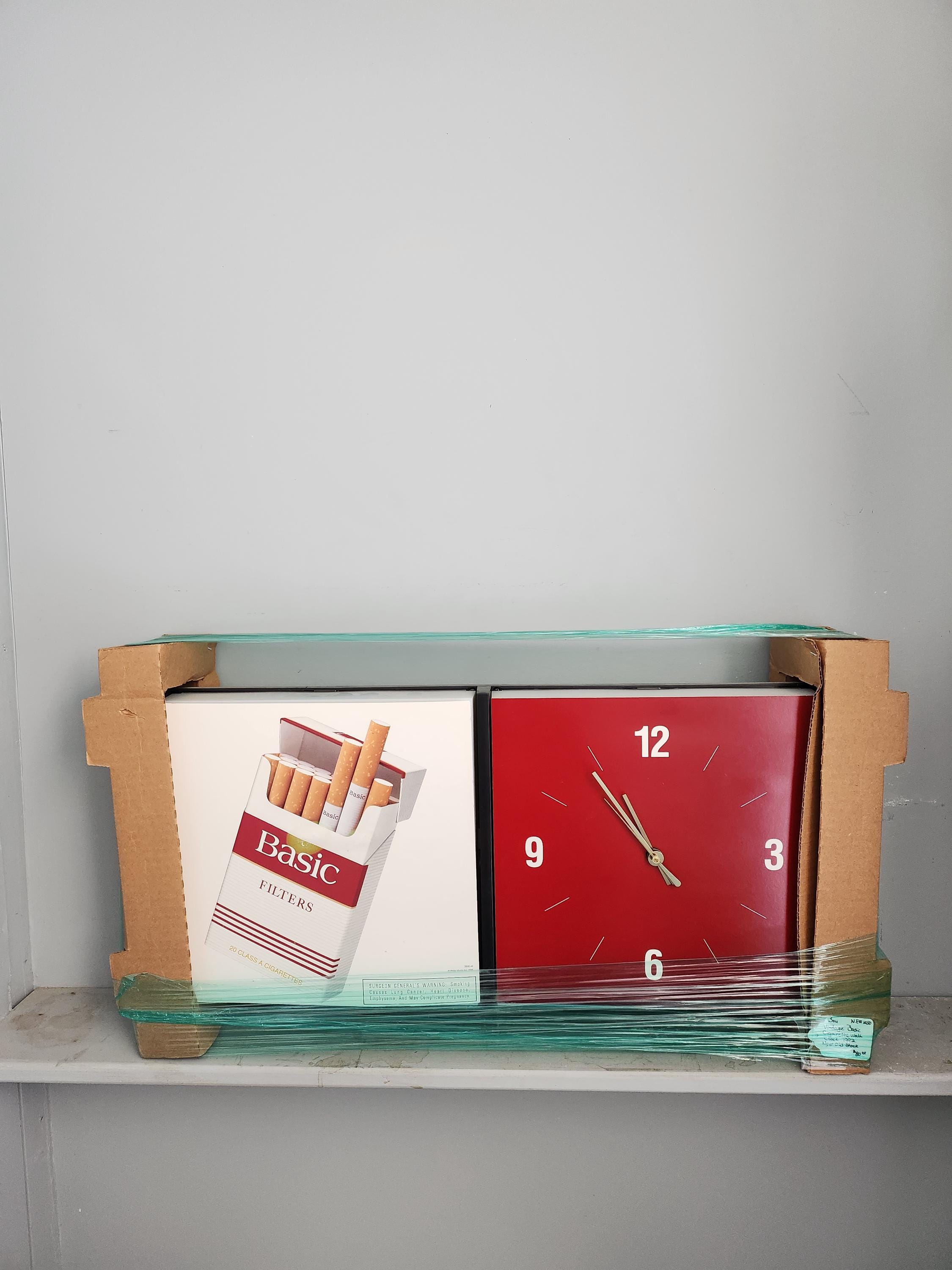 Vintage BASIC Cigarette WALL CLOCK 1992 Sign Advertising New