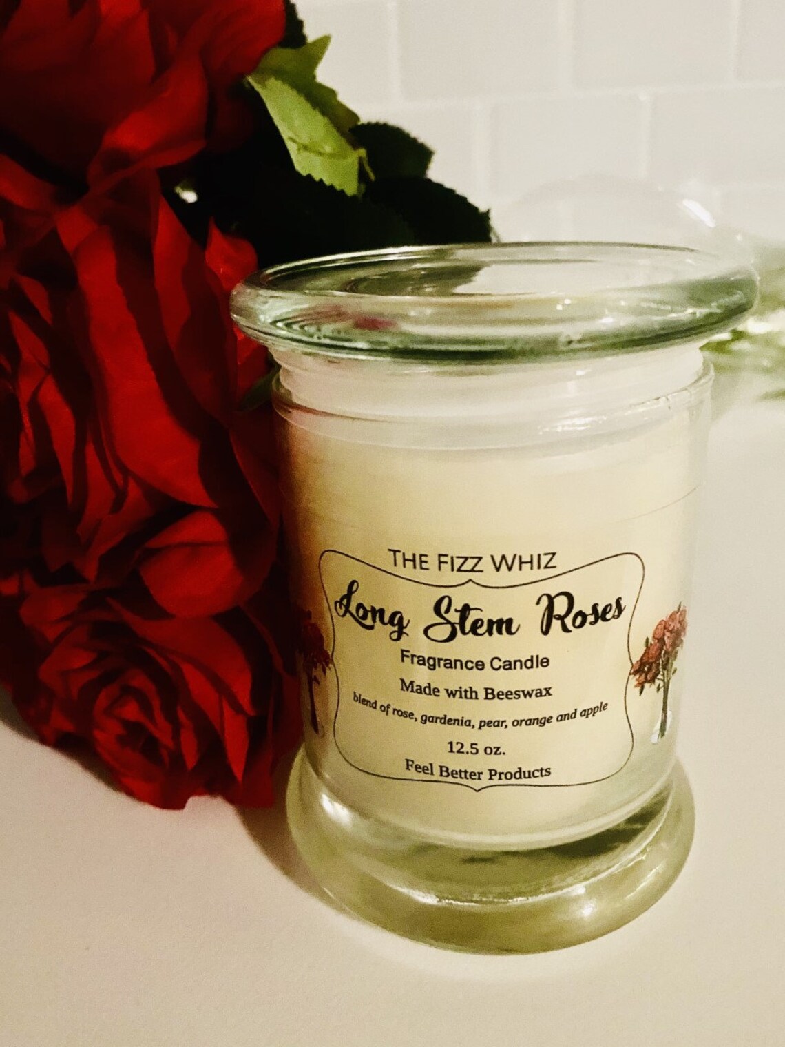 Long Stem Roses Fragrance Candle Beeswax Candle Scented Etsy