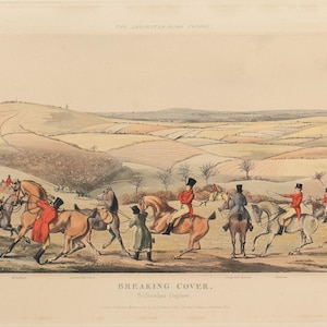 Stunning Antique Thomas Sutherland Engraving English Hunt Landscape 1824 FINE