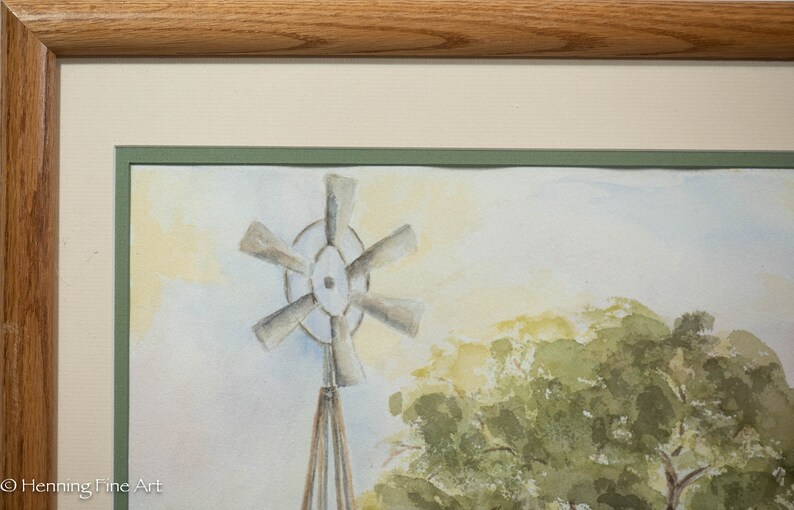 Beautiful Vintage Watercolor Painting of American Farm Landscape With ...