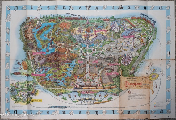 Rare 1962 Disneyland Park Map Large Color Tourist Map 30 X