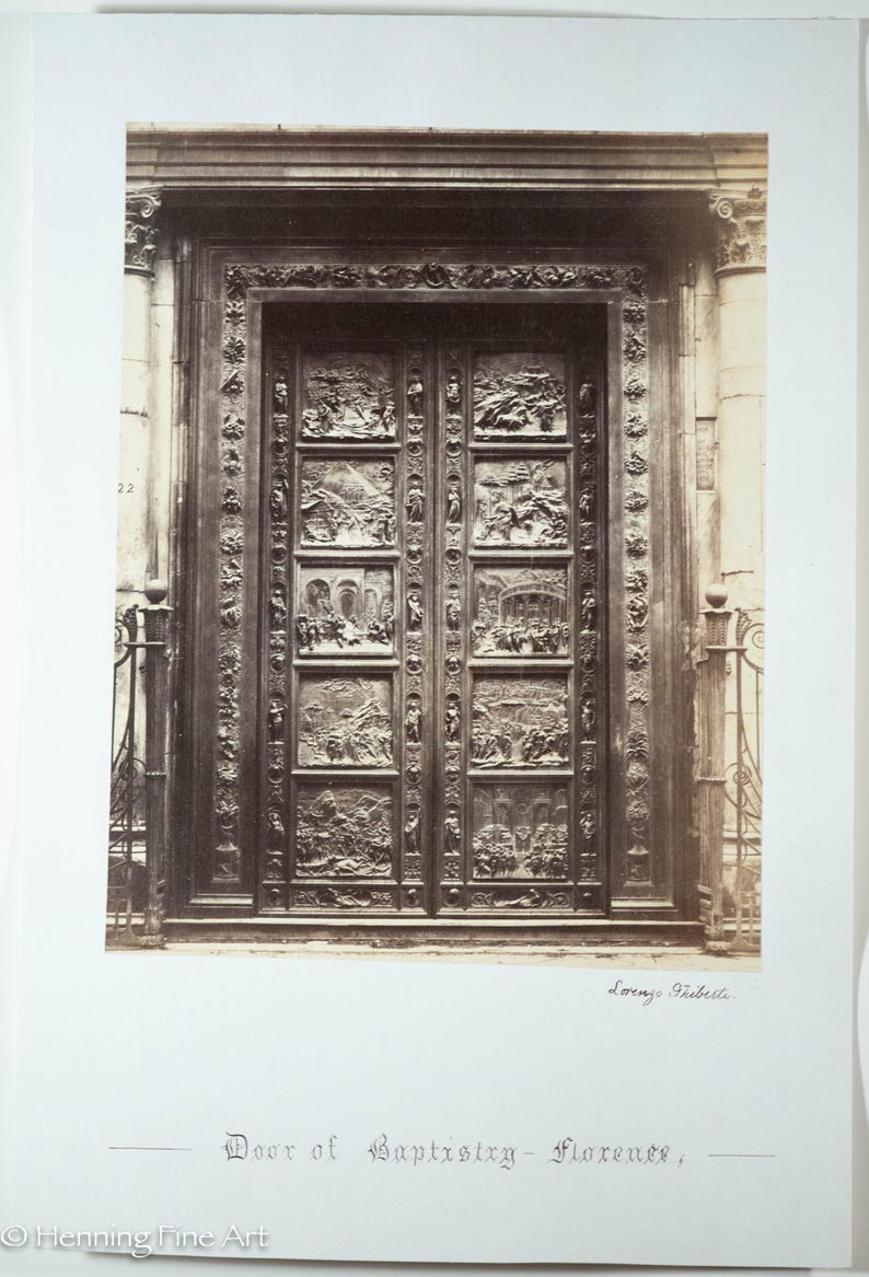 Florence Inscriptions Rare Antique Albumen Photograph Doors of the Baptistery of Saint John ...