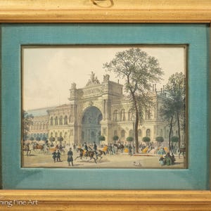 Stunning Antique 1860&#39;s French Lithograph of Le Palais de l’Industrie, Framed