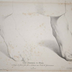 Antique Hyppolyte Lazerges French Lithograph &quot;Feet Study&quot; 19th Century