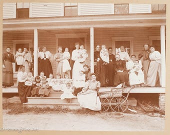 Beautiful Antique Photograph of Large 19th Century Family of Women & Children from Pittsfield, New Hampshire