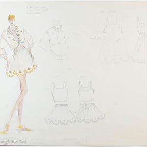 Beautiful Vintage Fashion Design Watercolor, Clothing Drawing & Illustration