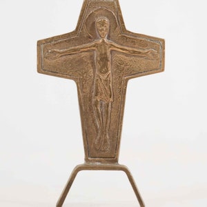 Interesting Vintage Brass / Bronze Crucifixion w/ Anchor Hallmark 6.5&quot; Beautiful