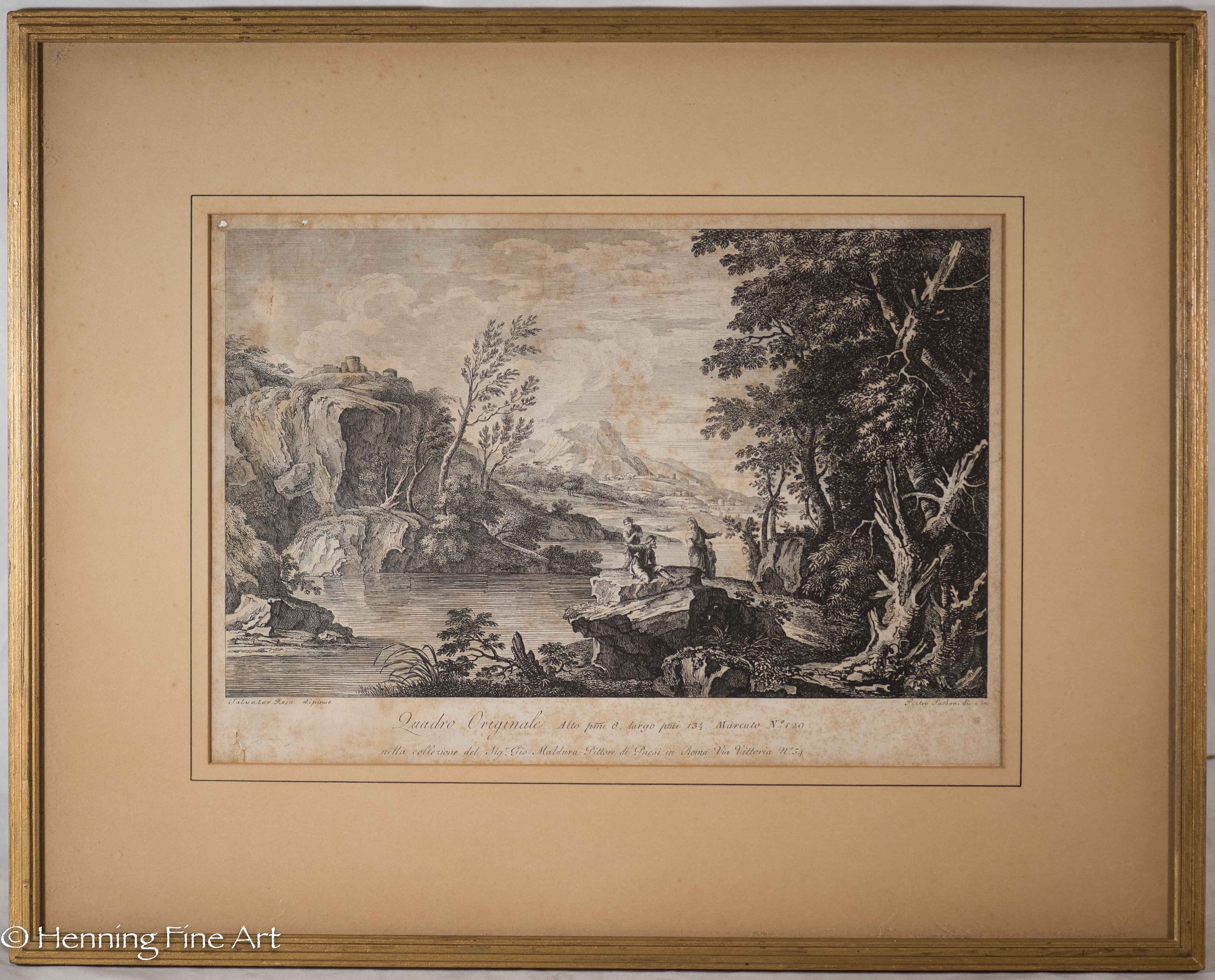 Antique Engraving Pietro Parboni Italian Landscape Mountain View Salvator  Rosa - Etsy, image size:3000x2420