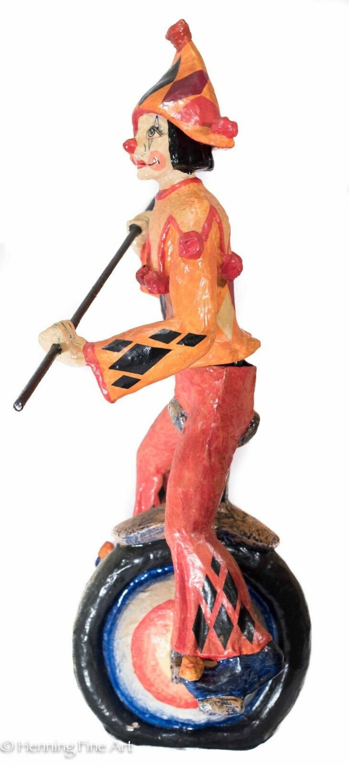 Mid Century LARGE Paper Mache Clown on Unicycle Hand Made & Etsy