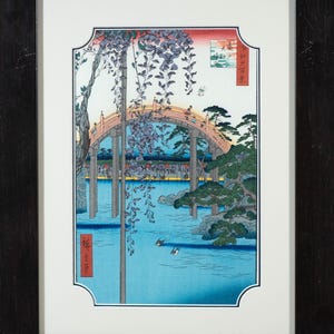 Stunning Utagawa Hiroshige Japanese Woodblock Inside Kameido Tenjin Shrine, Edo