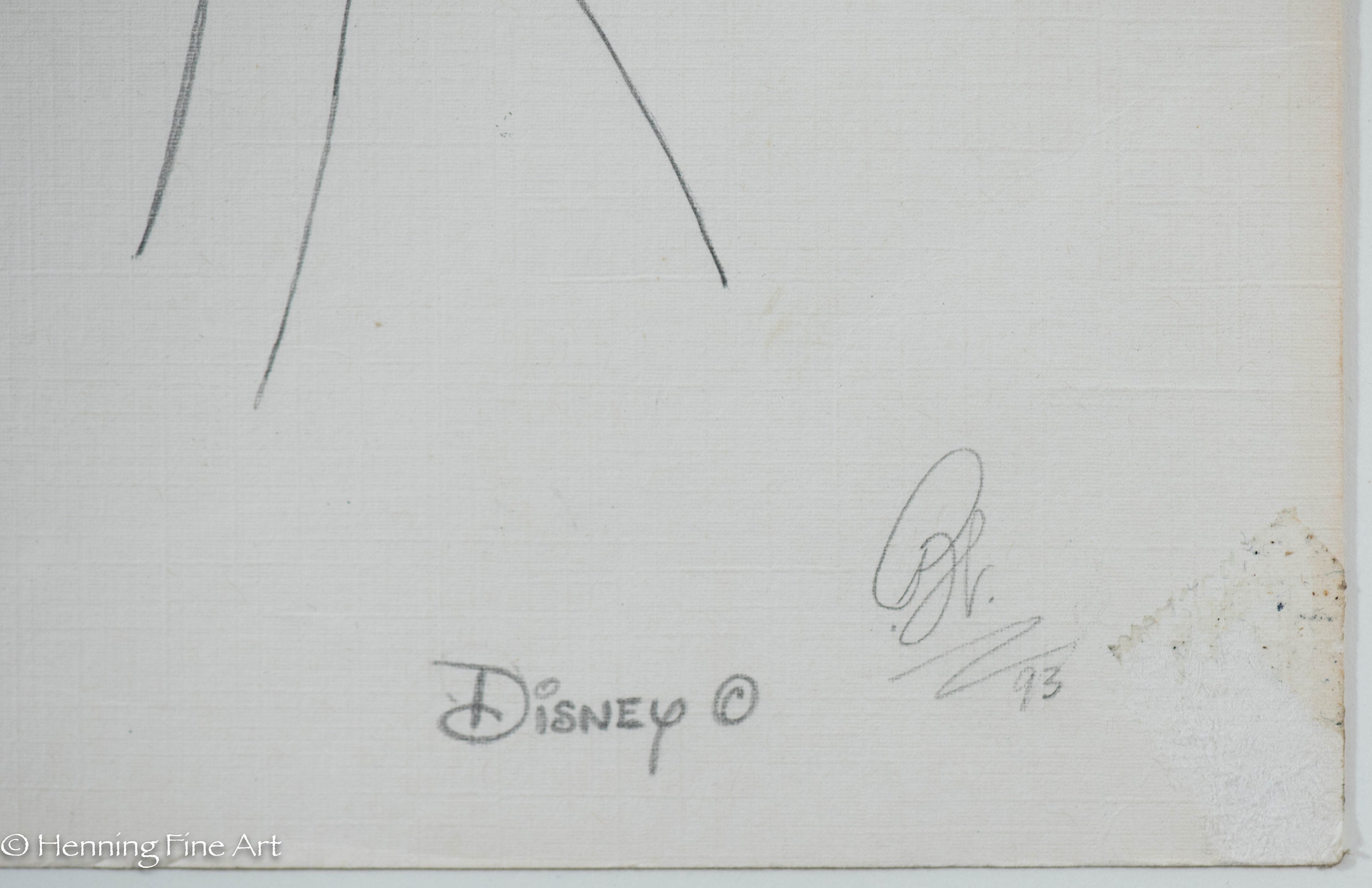 グーフィー鉛筆画レア Lovely Vintage Pencil Drawing of Goofy Walt Disney Illegibly