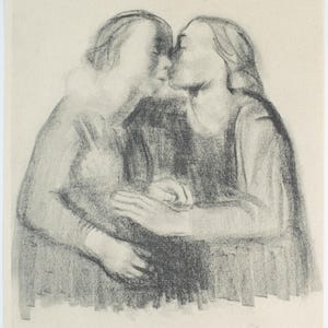 Rare Kathe Kollwitz Lithograph &quot;Maria und Elisabeth&quot; on Fine Hand Laid Paper