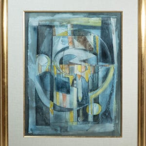 Beautiful Modernist Oil Painting Abstract Expressionist Cityscape Under Moonlight