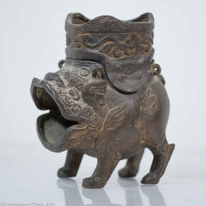 Beautiful Antique Chinese Qing Dynasty Bronze Censer Foo Dog, FINE!