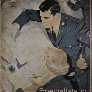 Extremely Rare WW2 U.S. Army Recruitment Lithograph on Tin Sign, Unframed