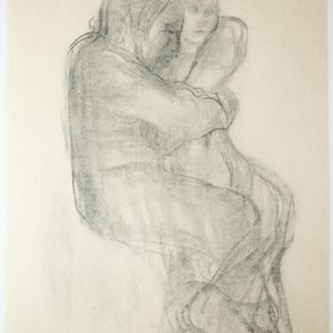 Rare Kathe Kollwitz Original Collotype Lithograph &quot;Die Mutter&quot; on Fine Laid Paper, Plate Signed & Beautiful!