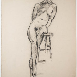 Beautiful Antique Figural Drawing Nude Female Portrait by W. Zimmerman 16 image 1