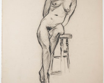 Beautiful Antique Figural Drawing Nude Female Portrait by W. Zimmerman 16