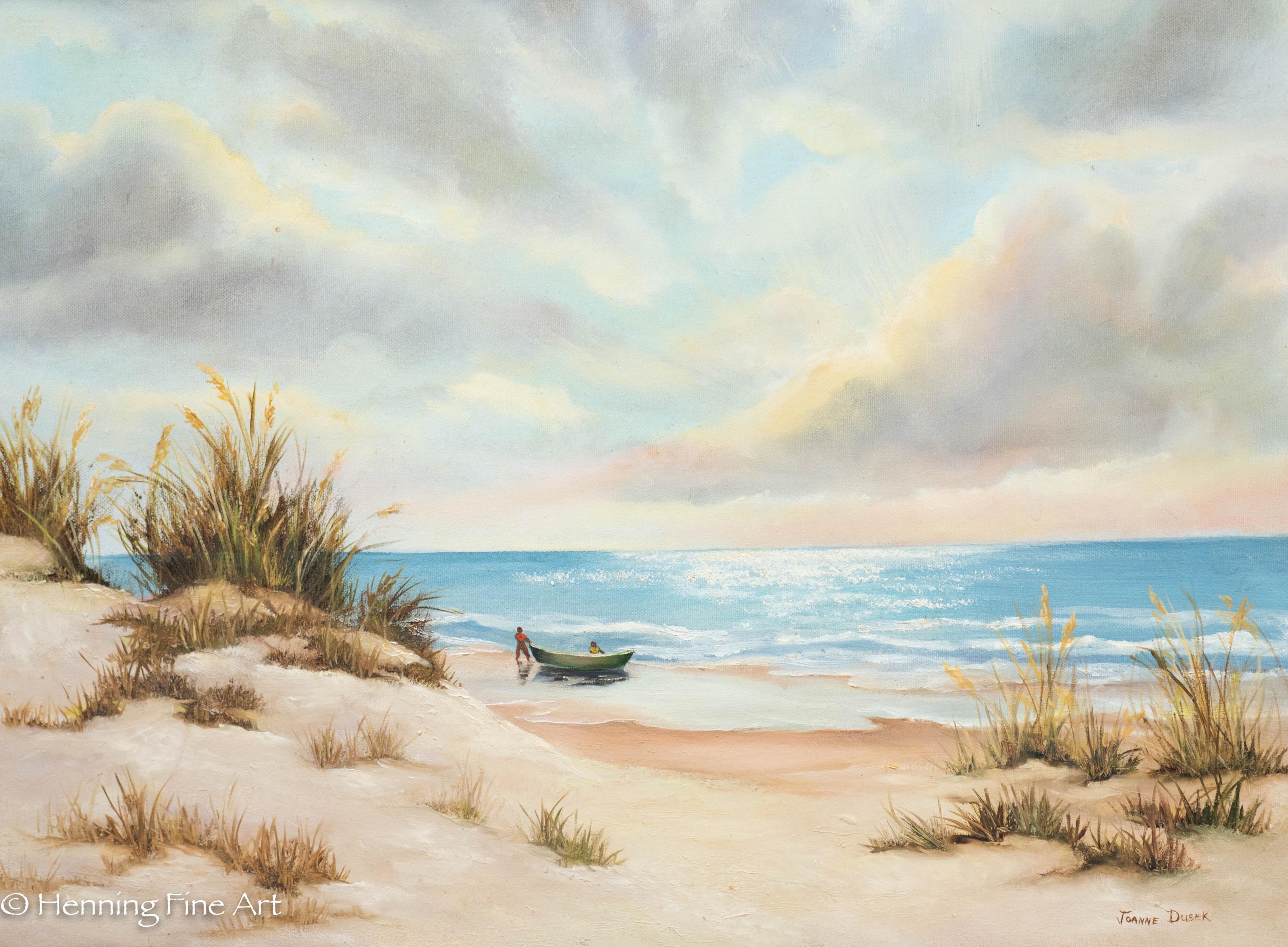 Beautiful Vintage Joanne Dusek Coastal Seaside Sunrise Oil