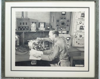 Stunning Pencil Drawing of WWII Soldier Radio Operator by Tom Sawyer 23x28"