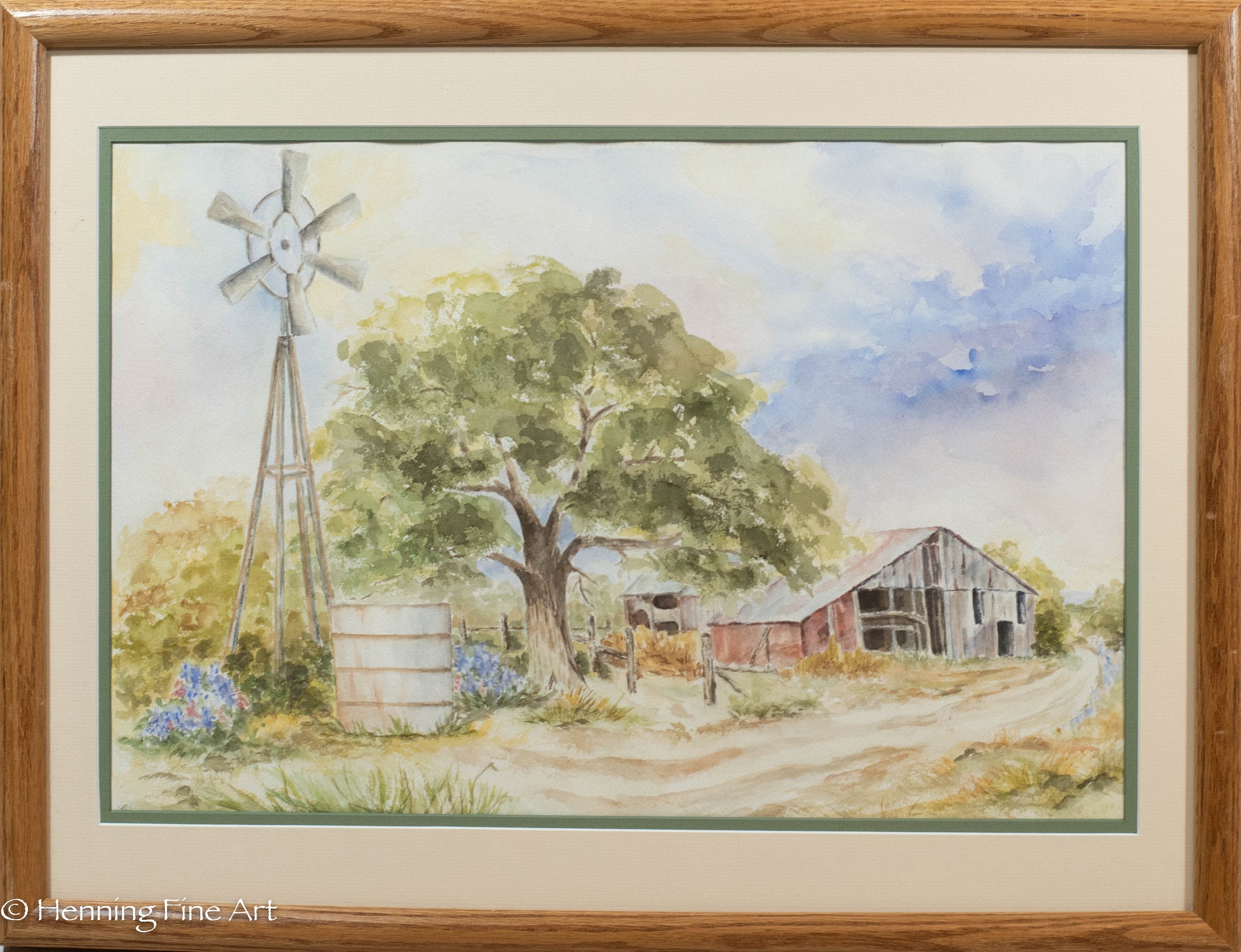 Beautiful Vintage Watercolor Painting of American Farm Landscape With ...