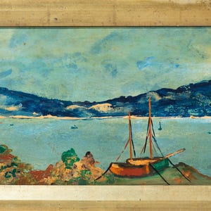 Beautiful Antique Impressionist Oil Painting Mediterranean Seascape Signed Cuca