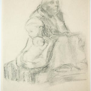Rare Kathe Kollwitz Original Collotype Lithograph &quot;Soldatenfrauen&quot; on Fine Laid Paper, Plate Signed & Beautiful!