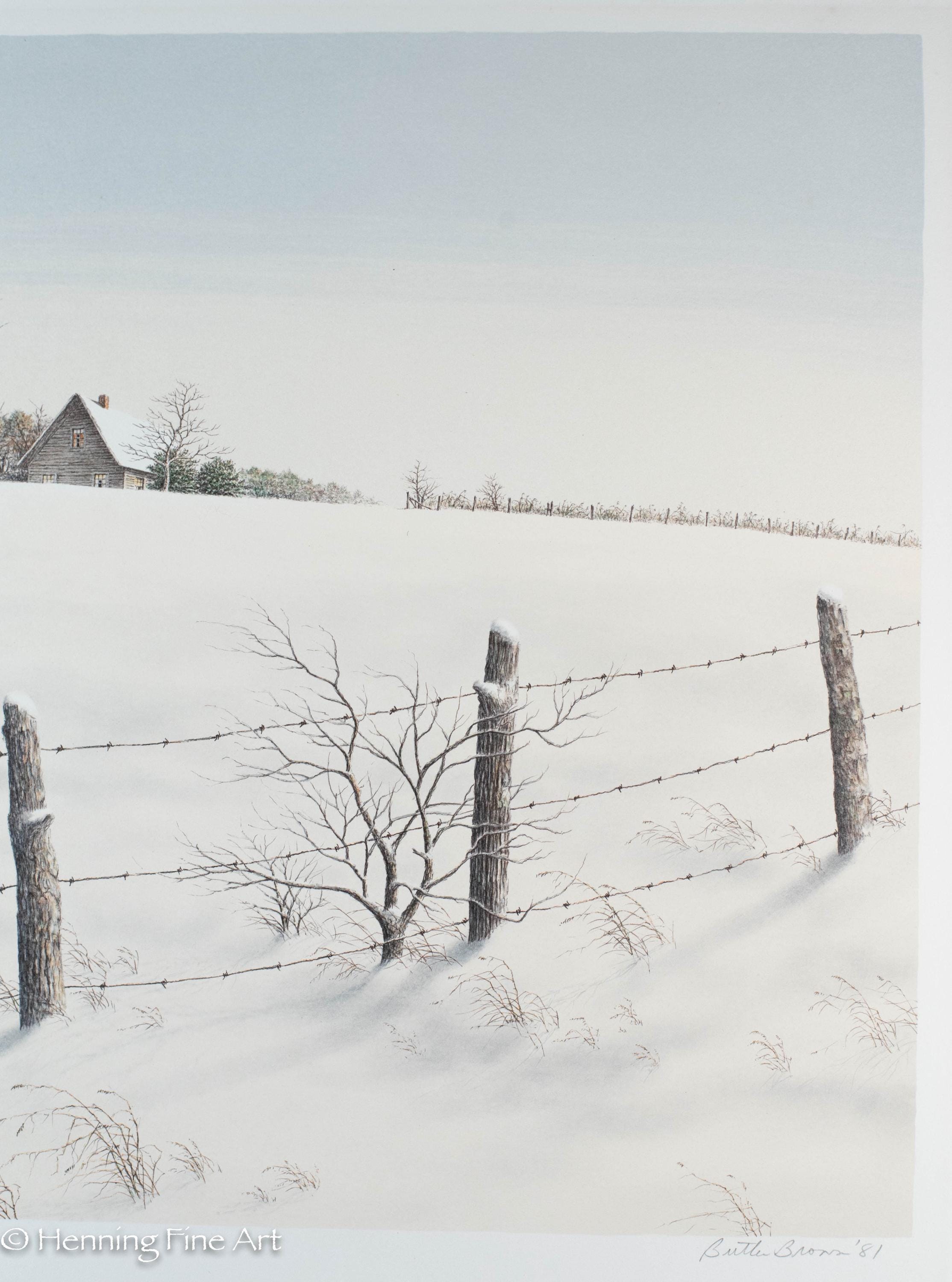 Beautiful Butler Brown Lithograph of Snowy Winter Farm Landscape at ...