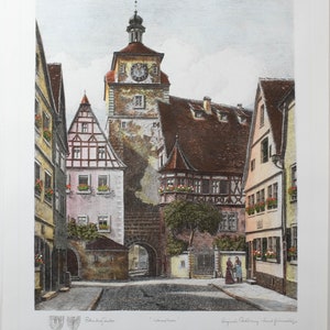 Beautiful Vintage German Village Scene Etching Illegibly Signed, Large & FINE!