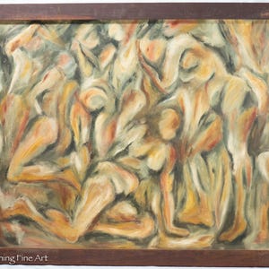 Stunning Vintage Abstract Expressionist Painting of Intertwined Figures, Fine!
