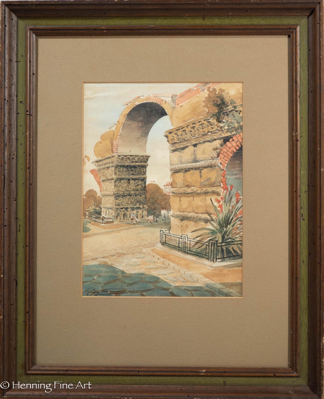 Beautiful Antique Painting of Arch of Galerius in Thessaloniki, Greece ...