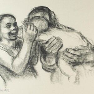 RARE Kathe Kollwitz &quot;Mutterglück&quot; Mother&#39;s Happiness Printed by Alexander Becke, Blindstamped FINE!