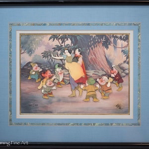 Walt Disney Production 1987 Animation Cel Snow White and the Seven Dwarfs Framed