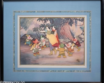 Walt Disney Production 1987 Animation Cel Snow White and the Seven Dwarfs Framed