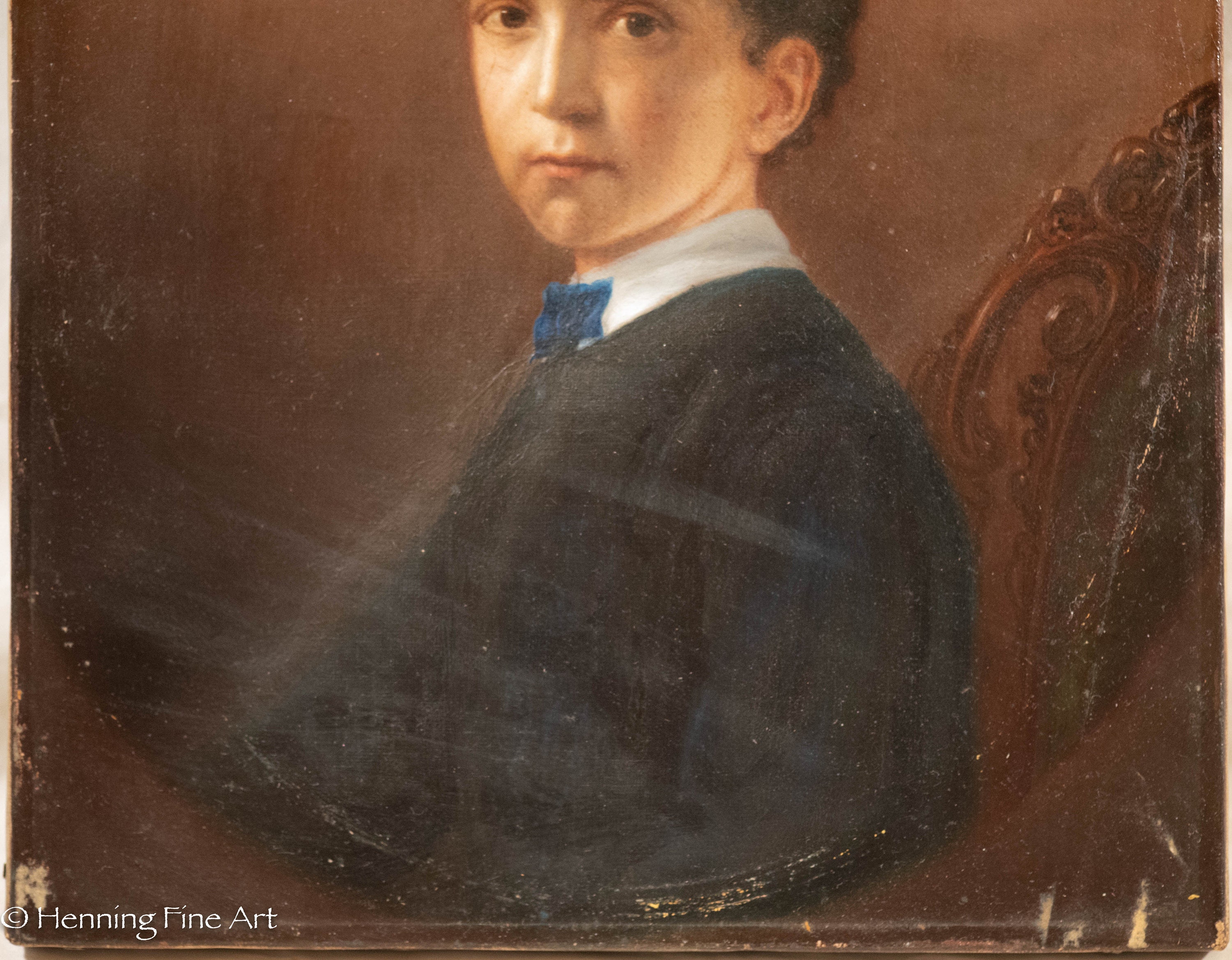 Stunning Antique 19th Century Oil Painting of Young Man's Portrait ...