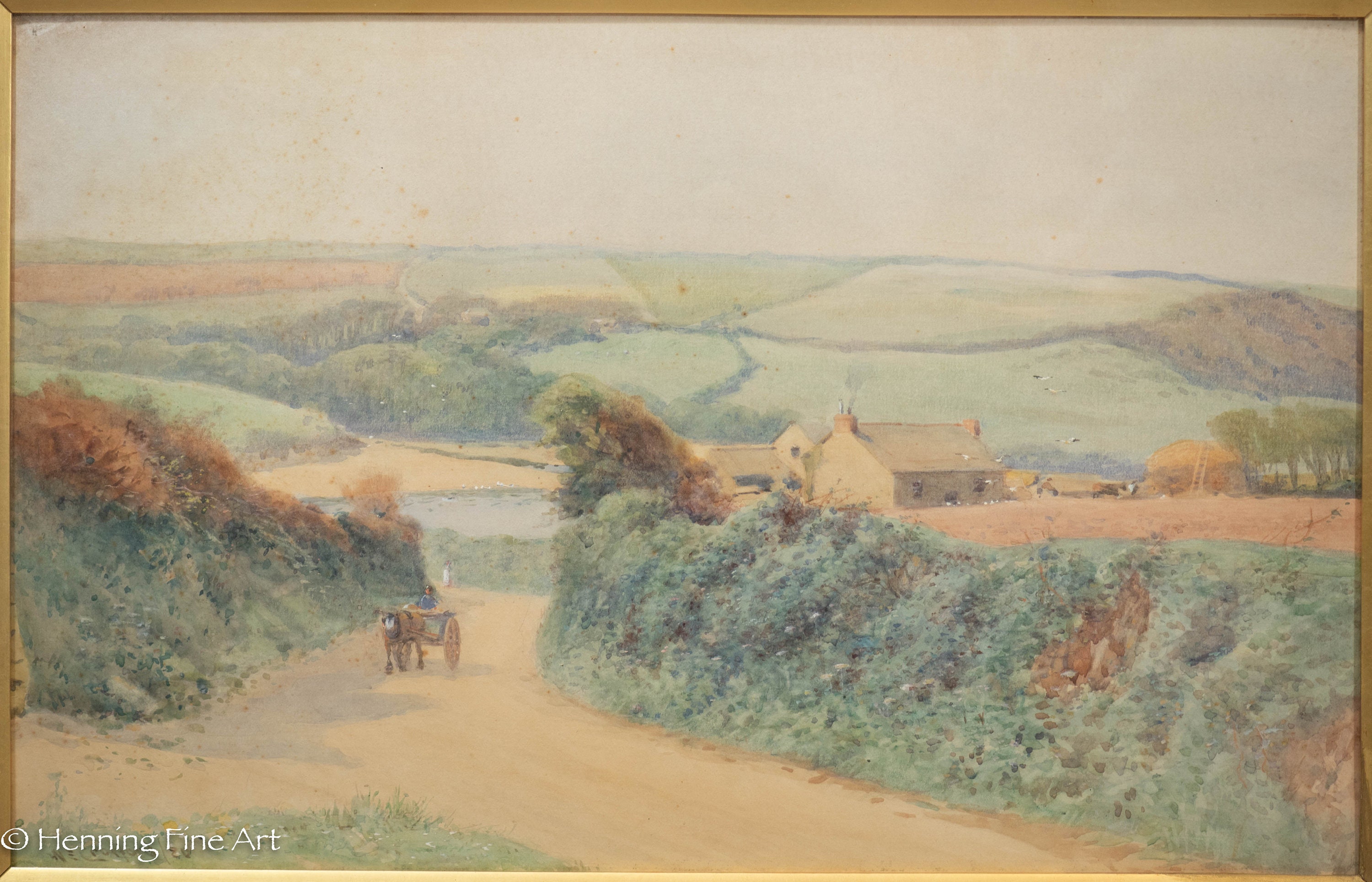 Beautiful Antique English Landscape Painting Rolling Hills William