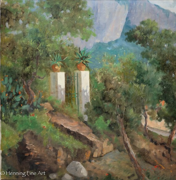 Stunning Italian Mountain Landscape Oil Painting Vintage