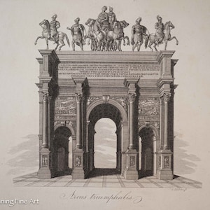 Beautiful Antique Roman Engraving &quot;Arcus Triumphalis&quot; 19th Century, Fine! 8
