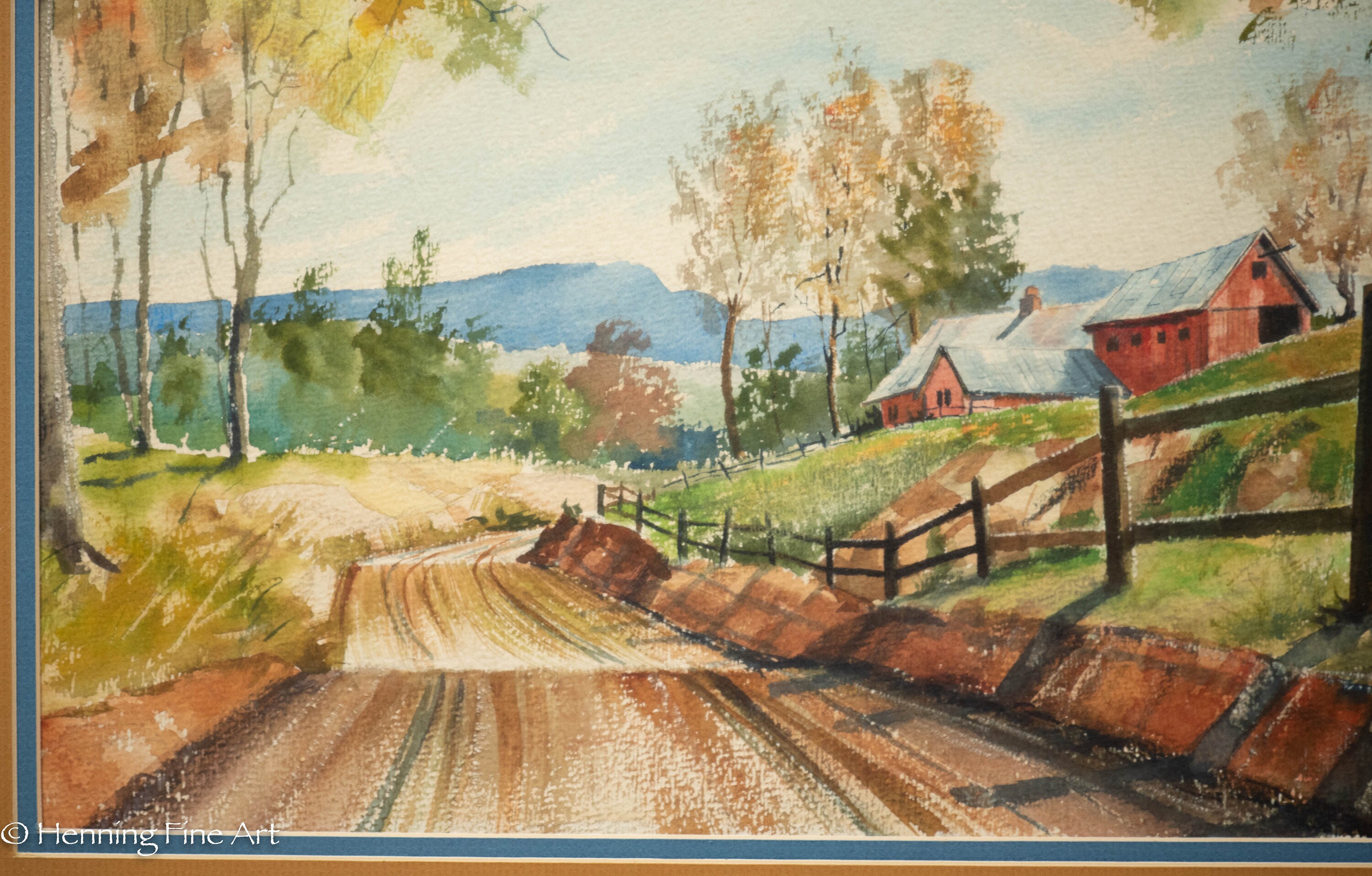 Beautiful Vintage Watercolor Painting of American Farm Landscape During ...
