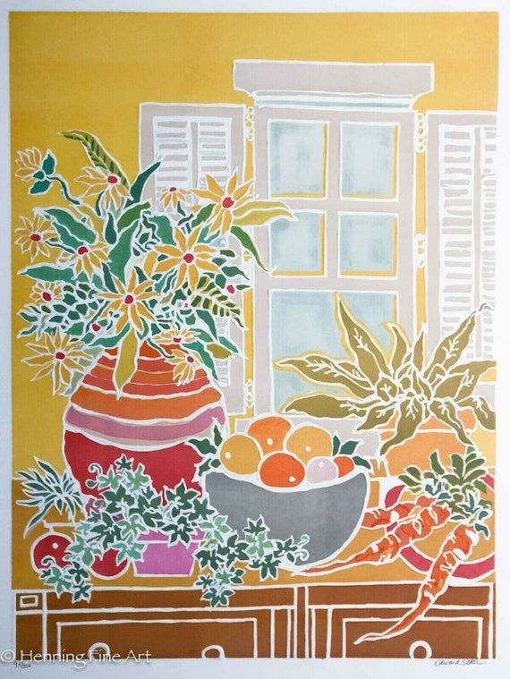 Edward Sokol Limited Edition Signed Embossed Serigraph Floral