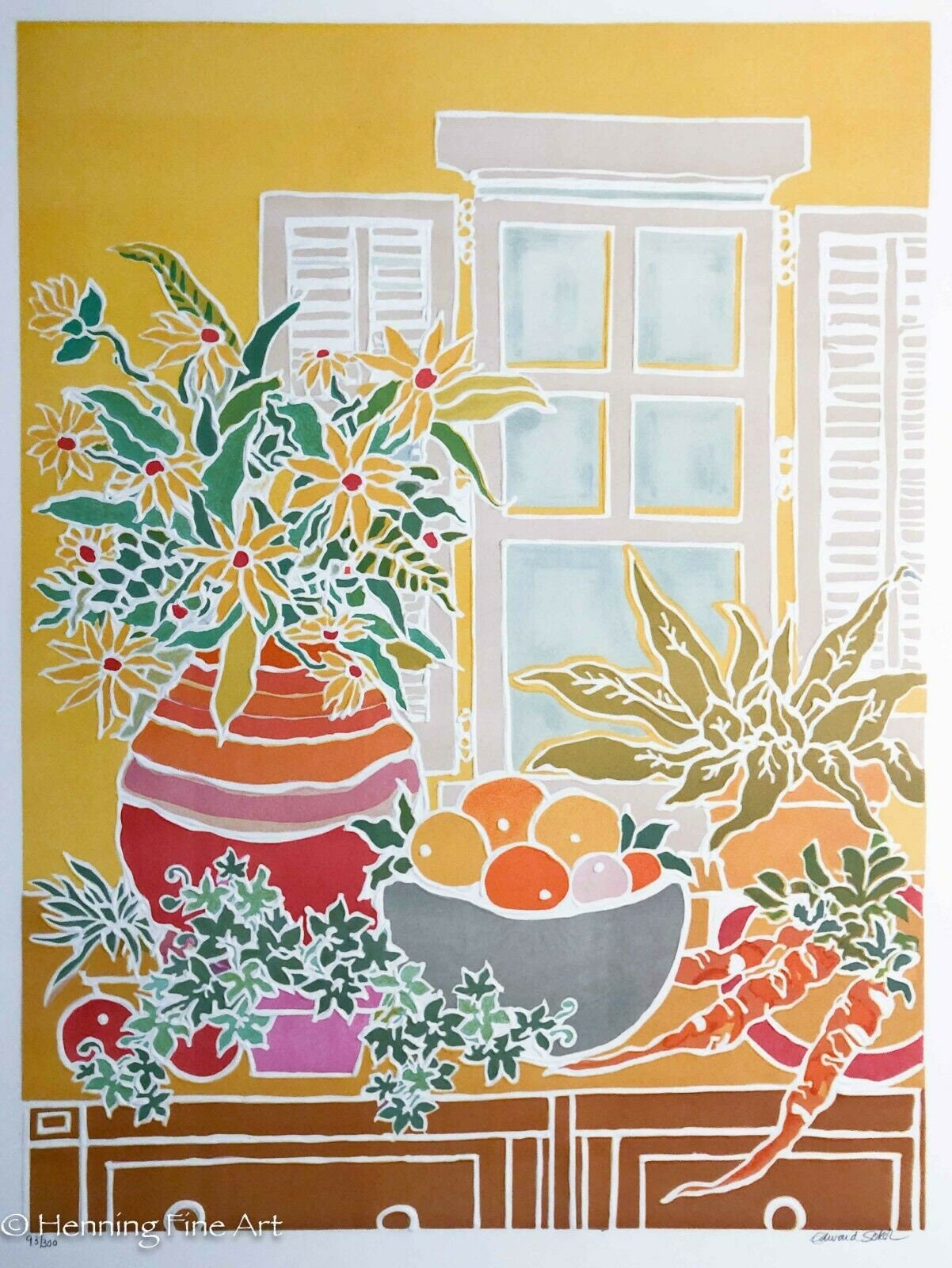 【絵画 アート】 S.MILDO Edward Sokol Limited Edition Signed Embossed Serigraph Floral