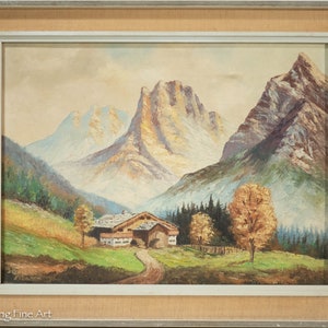 Beautiful Vintage German Landscape Oil Painting by J. Brade Munchen, Framed!