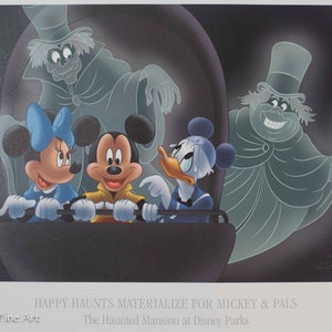 Happy Haunts Materialize for Mickey & Pals Rare Disney Litho Don Williams w/ COA