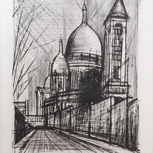 Bernard Buffet Signed Etching La Sacre Coeur, Paris, Large Rare & Fine!