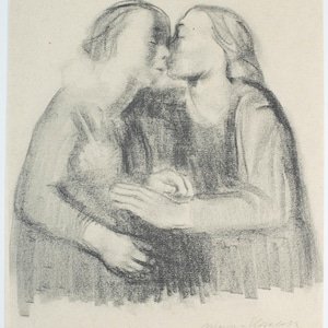 Rare Kathe Kollwitz Lithograph &quot;Maria und Elisabeth&quot; on Fine Hand Laid Paper, 2