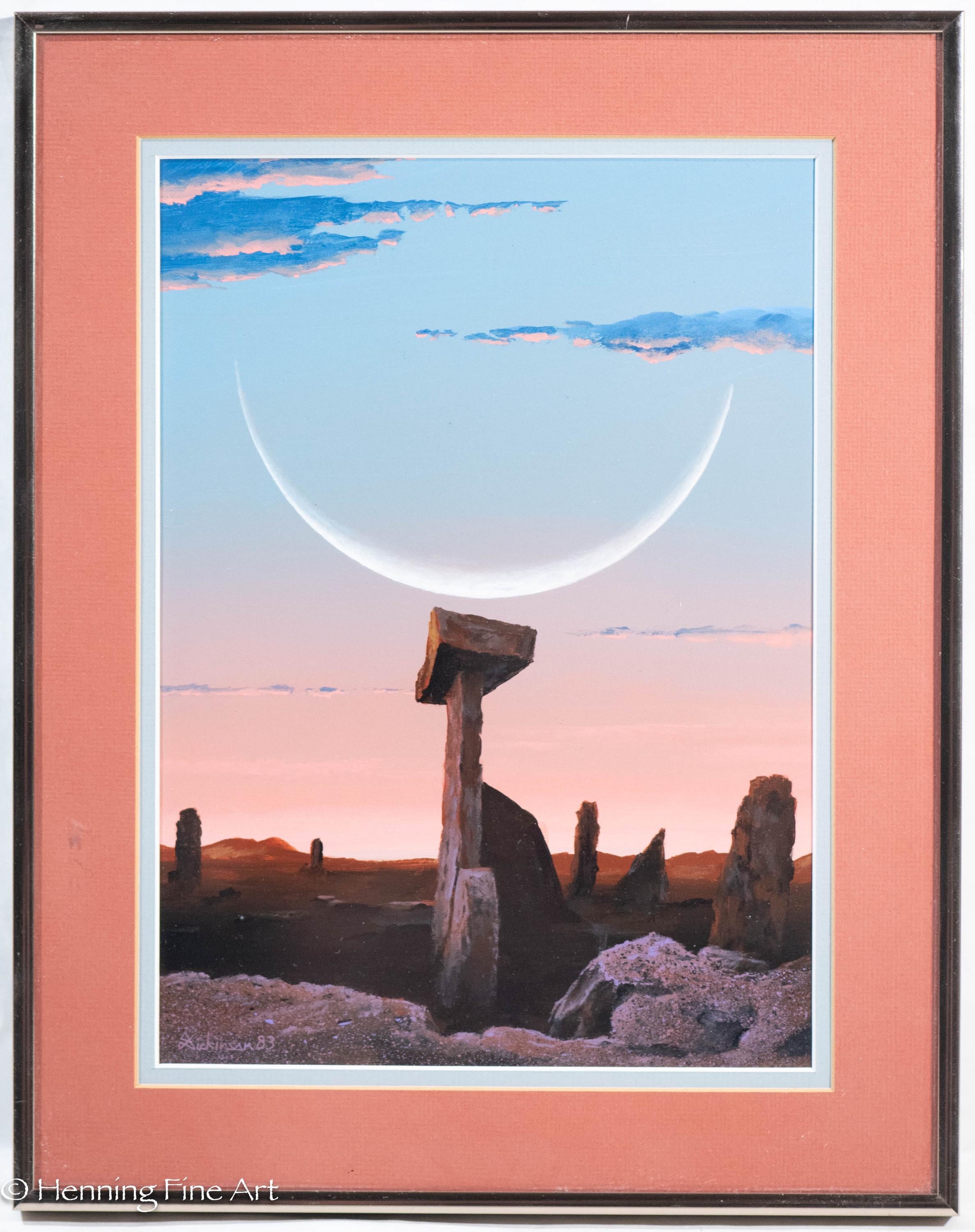 Song of the Moon & Lemuria オリジナルアート Vintage Dexter Dickinson Painting Science Fiction Alien Landscape
